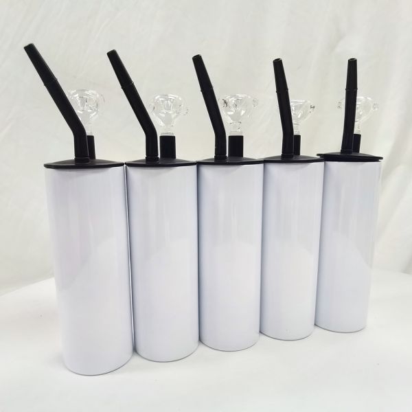 CALCA 25 Pack Sublimation Blanks 20oz Straight White to Green Hookah / Cold Smoke Glow in the Dark Sublimation Tumbler