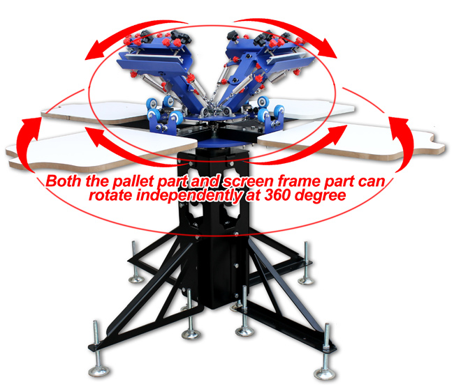 Silk Screen Printing 4 Color Printer Press Shirt Micro-adjust Rotatable
