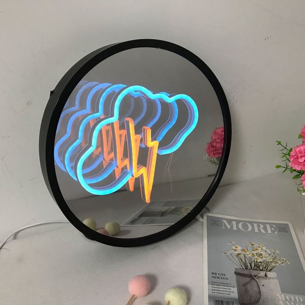 3D Magic Infinite Mirror Multi-layer cloud + lightning Neon Mirror Sign