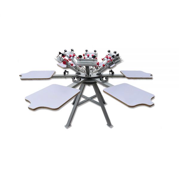 6 Color 6 Station Silk Screen Printing Press Machine with Micro Registration