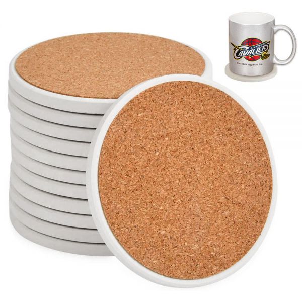 144 Pack Sublimation Blanks - 4.25" Round Matte Ceramic Coasters with Non-Slip Cork Backing