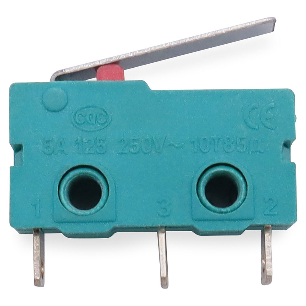 5pcs Micro switch travel switch with handle 3pin hole foot silver contact 5A 125/250VAC
