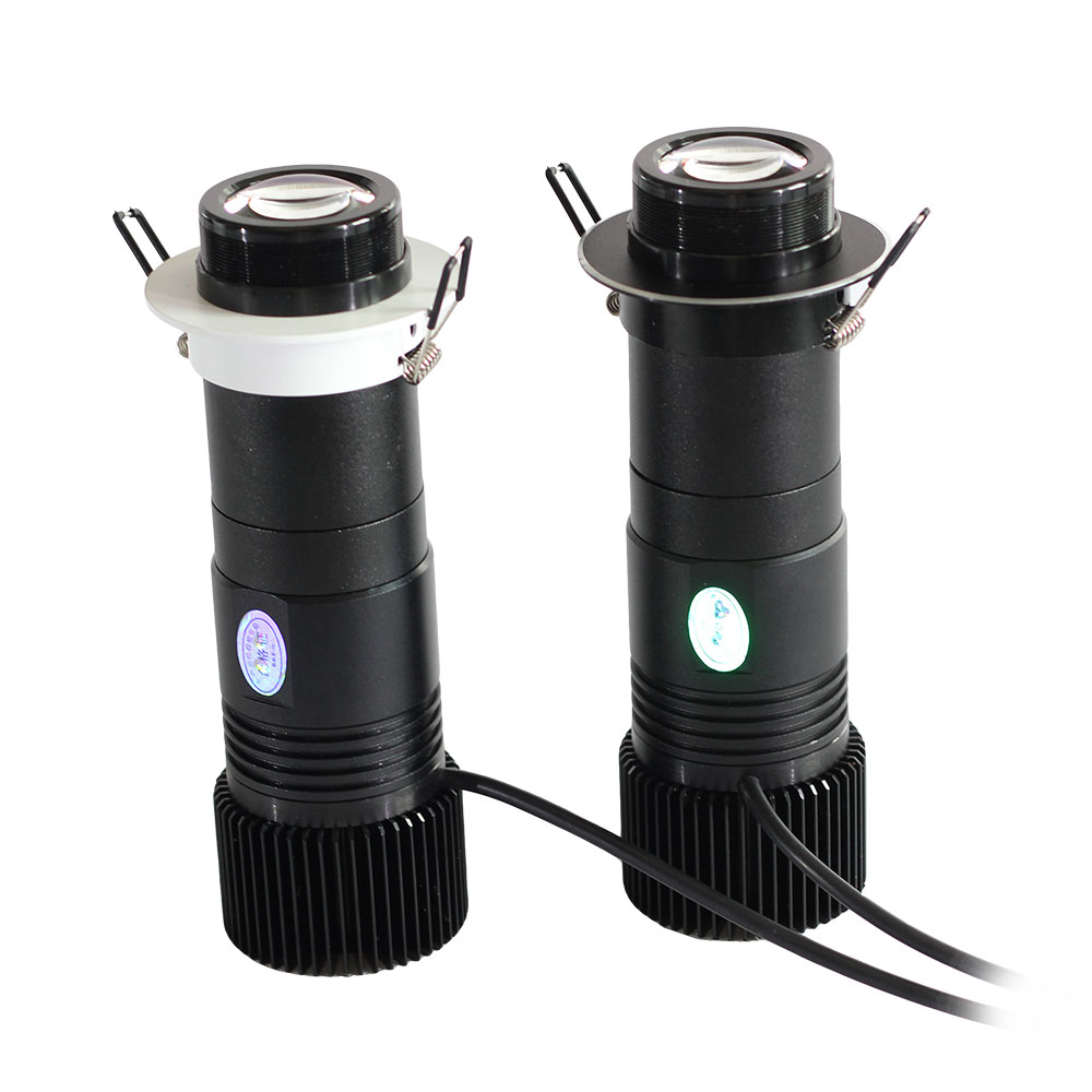 30W Embedded Black Desktop or Mountable LED Gobo Projector Advertising Logo Light (with Custom 1 Color Static Glass Gobos) Meanwell Driverv