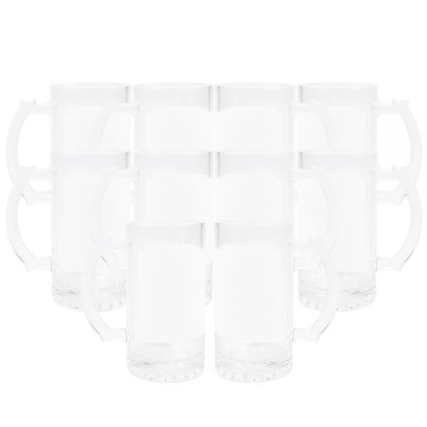 CALCA 24 Pack 16oz Clear Sublimation Glass Mugs Blanks Bulk Mugs with White Patch,Thick Glass Beer Mug