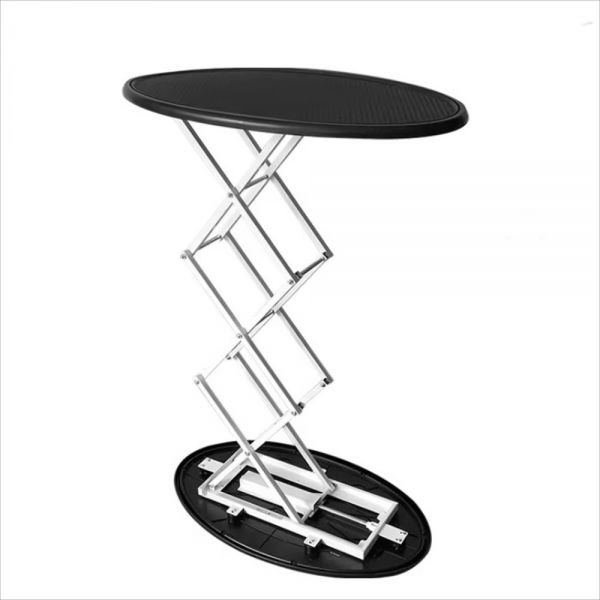 QOMOLANGMA Plastic Oval Trade Show Display Counter Foldable Tension Up Promoting Counter with Custom Graphic
