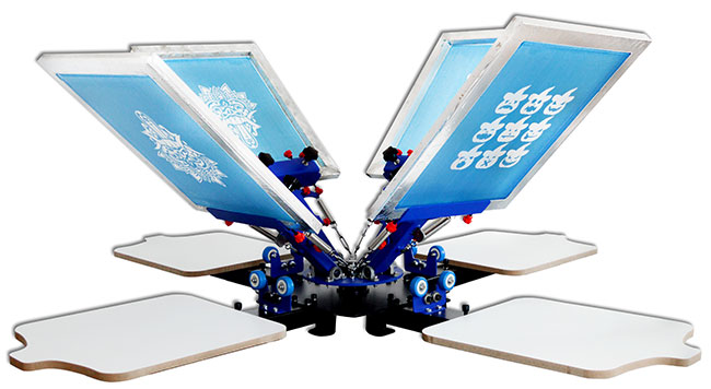 4 Color 4 Station Micro Registration Silk Screen Printing Machine T-shirt Printer
