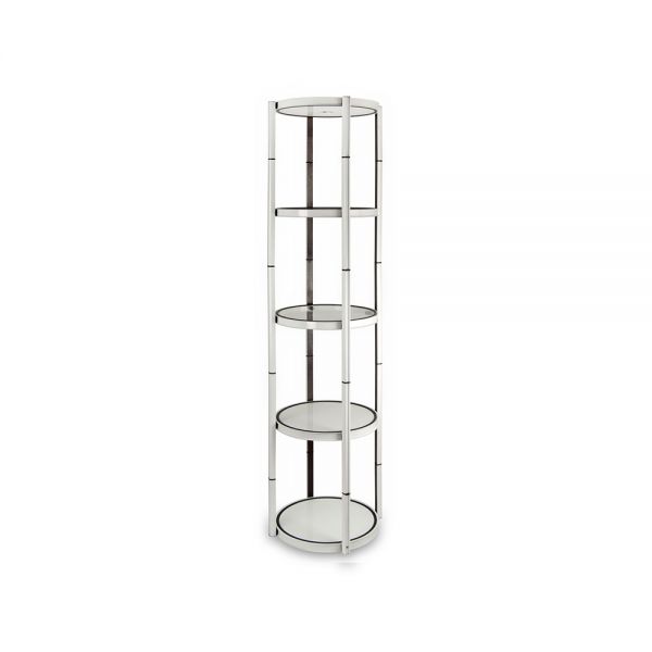 81.1in Portable Round Twist Display Counter with Shelves, Top Light with 16pcs Clear Magnetic Panels
