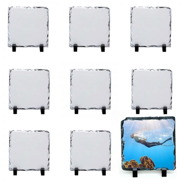 20 Pack Matte Sublimation Slate Blanks 7.87"x7.87" Square with Stands