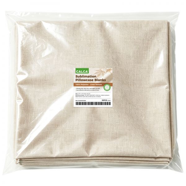 CALCA 50 Pack New Sublimation Linen Fabric 3D Sublimation Pillow Case Blanks 17.7in x 17.7in Fashional Cushion Cover Throw Pillow Covers with Invisible Zippers for DTF/HTV Printing