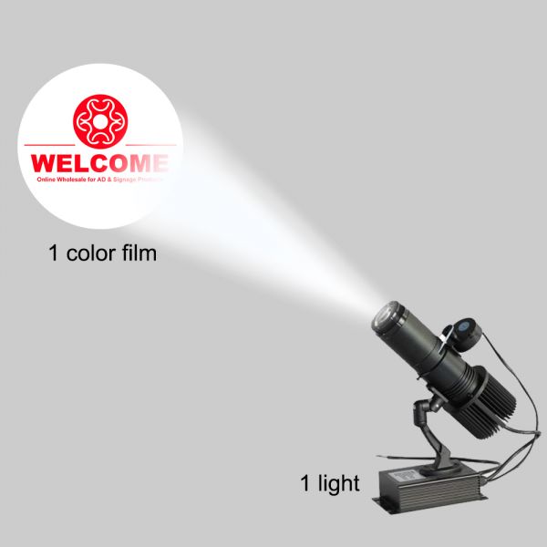 30W Black Desktop or Mountable LED Gobo Projector Advertising Logo Light (with Custom 1 Color Rotating Glass Gobos)