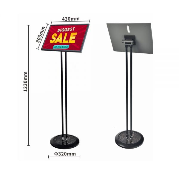 สแตนตั้งพื้นมีขาตั้ง แบบปรับความสูงได้ สำหรับติดโปสเตอร์ขนาด A3 (A3 Size Pedestal Sign Stand Adjustable Height Display Frame)