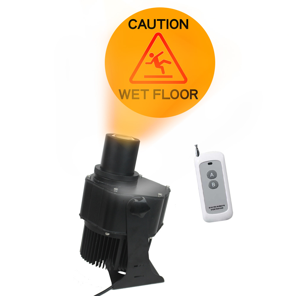 40W Outdoor Black Remote Control LED Gobo Projector Meanwell Driver (with CAUTION Rotating Glass Gobos)