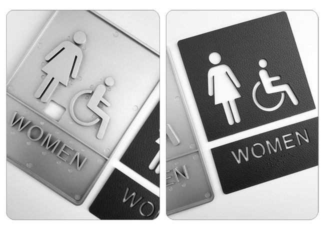 Female / Disabled, Toilet, Restroom Signs With Braille