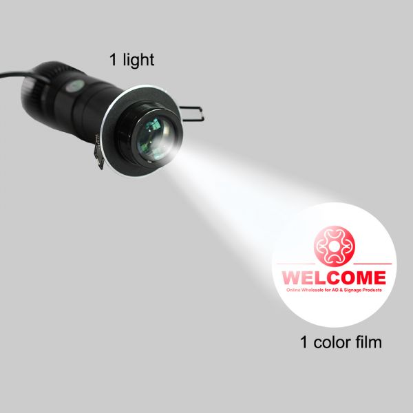 โปรเจ็คเตอร์โกโบ้ LED (พร้อมแก้วโกโบ้คงที่ 1 สีกำหนดเอง)ตั้งโต๊ะสีดำ 20 วัตต์20W Embedded LED Gobo Projector Advertising Logo Light (with Custom Static Glass Gobos)