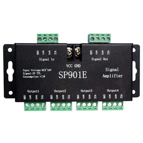 SP901E SPI Output 4 Control Group LED Signal Amplifier Controller for Strip Light Module DC 5-24V