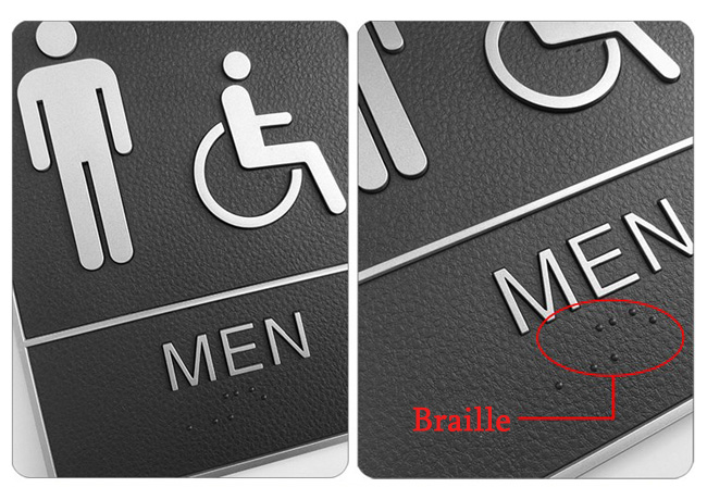 Male / Disabled, Toilet, Restroom Signs With Braille
