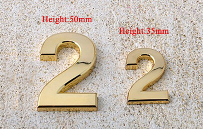 ABS Arc Plating golden Self-stick Number, Shining Mailbox Number, Reflective Address Number, Adhesive Vinyl Mailbox Number
