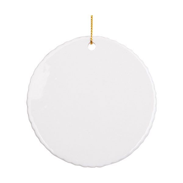 3" Round Ceramic Ornament with Small Gear