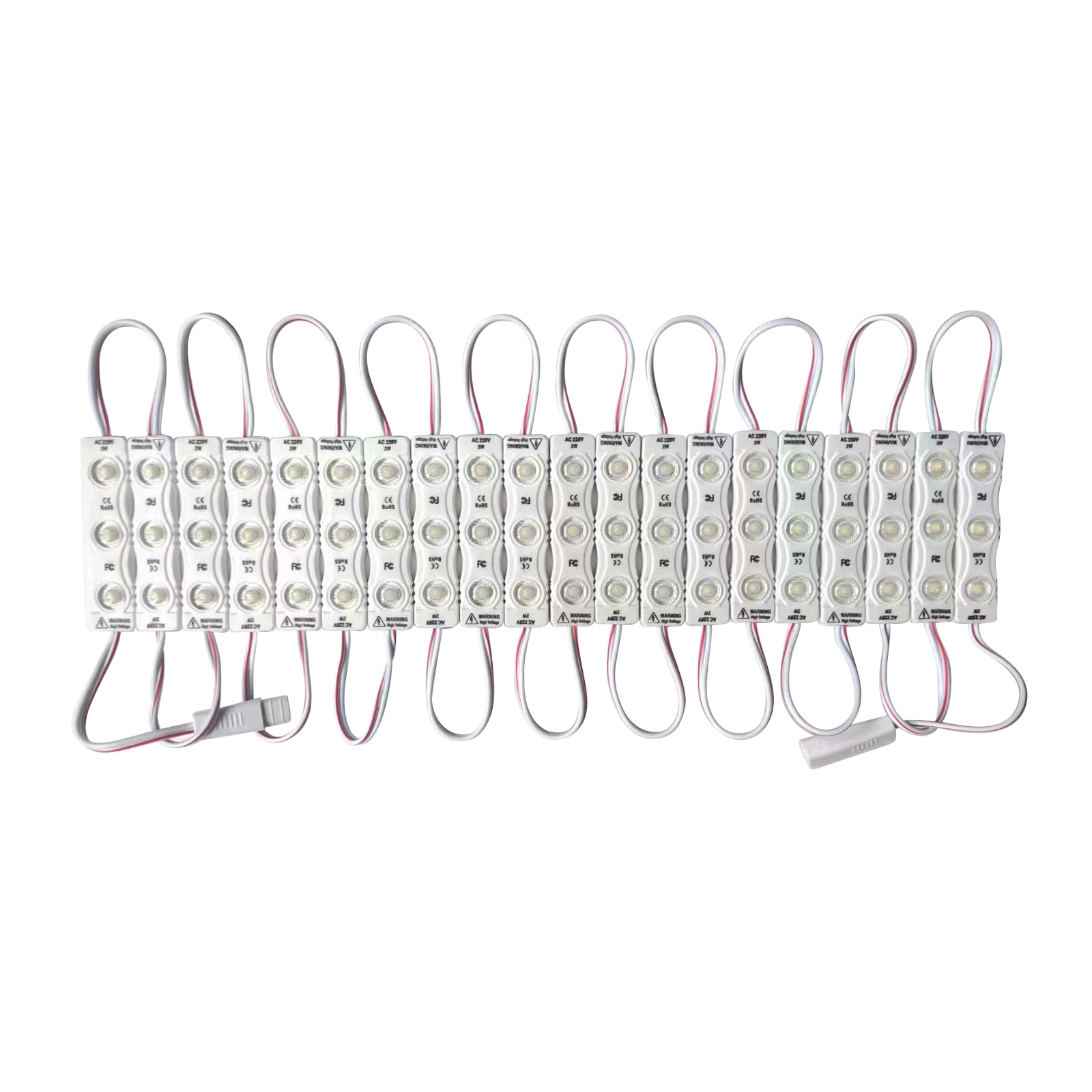 High Voltage 110/220V SMD 2835 Waterproof LED Module (3 LEDs, White Light, 2W,L65xW15xH15mm) for Signage