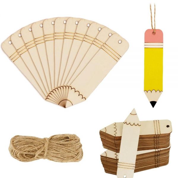 CALCA Spot 10 SET Wooden Blank Pencil Shaped Bookmark for DIY Wooden Painting Wooden Home Hanging Decor
