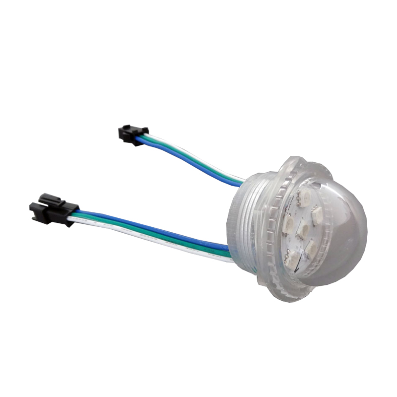 Полноцветный точечный LED модуль в прозрачном выпуклом корпусе (SMD 5050; 6 LED; Φ36; UCS2903 IC; постоянное напряжение 12В)