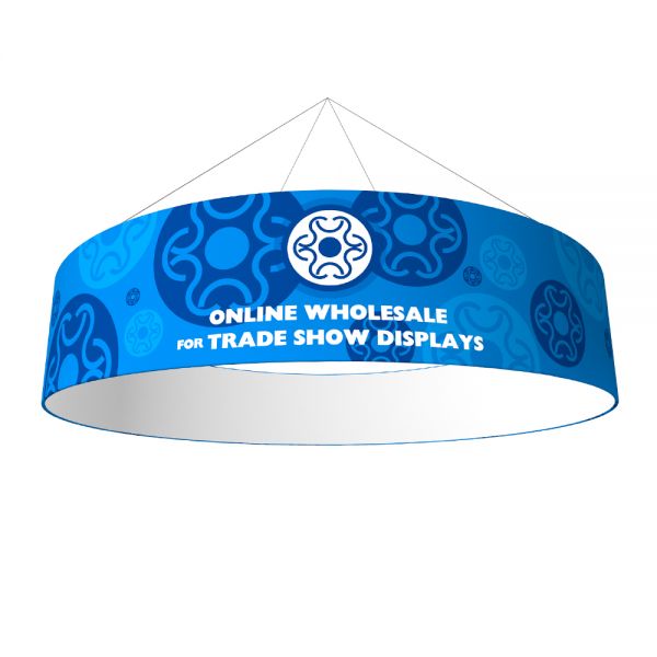 ป้ายแขวนบูธ,ป้ายจัดแสดงสินค้า,รูปทรงกลม,วัสดุผ้ายืด --- Circle Tension Fabric Hanging Sign Tradeshow Display With Graphic