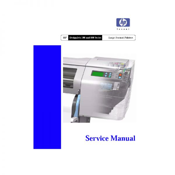 คู่มือเซอร์วิสเครื่อง Plotterขนาดใหญ่ , HP Designjets 500 800 Large Formart Printer Plotter English Service Manual ภาษาอังกฤษ (ดาวน์โหลดไฟล์)