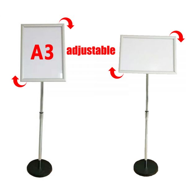 สแตนแบบตั้ง ปรับความสูงได้ สำหรับติดโปสเตอร์ขนาด A3 (A3 Size Pedestal Sign Stand Adjustable Height Vertical / Horizontal Display Frame)