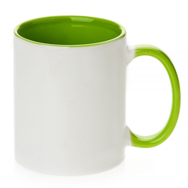 Taza con recubrimiento de dos tonos para sublimación de 11 oz (Interior y mango de color).