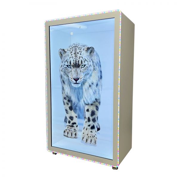 CALCA 98-inch Smart Holographic Cabin Display LCD Transparent Showcase/3D Holography Box with Light Strip, Rounded Corners
