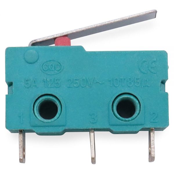 5pcs Micro switch travel switch with handle 3pin hole foot silver contact 5A 125/250VAC