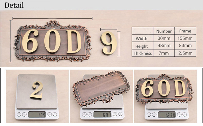 Custom House Office Apartment Number Sign Address Plaque Metal Copper