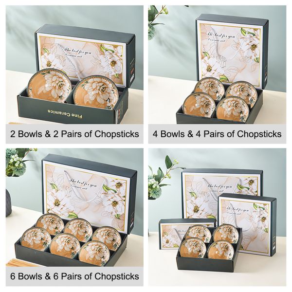 Camellia 4.5" Ceramic Gift Bowl Set