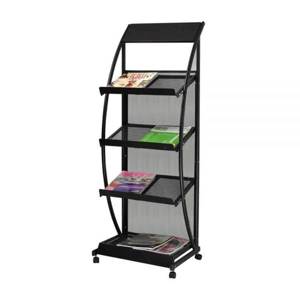 Rack Display de Hierro para Literatura Tipo S con 4 Bolsas