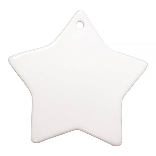 100 Pack 3in Star Two Sided Ceramic Sublimation Blanks Holiday Ornament, Christmas Tree Hanging Ornaments