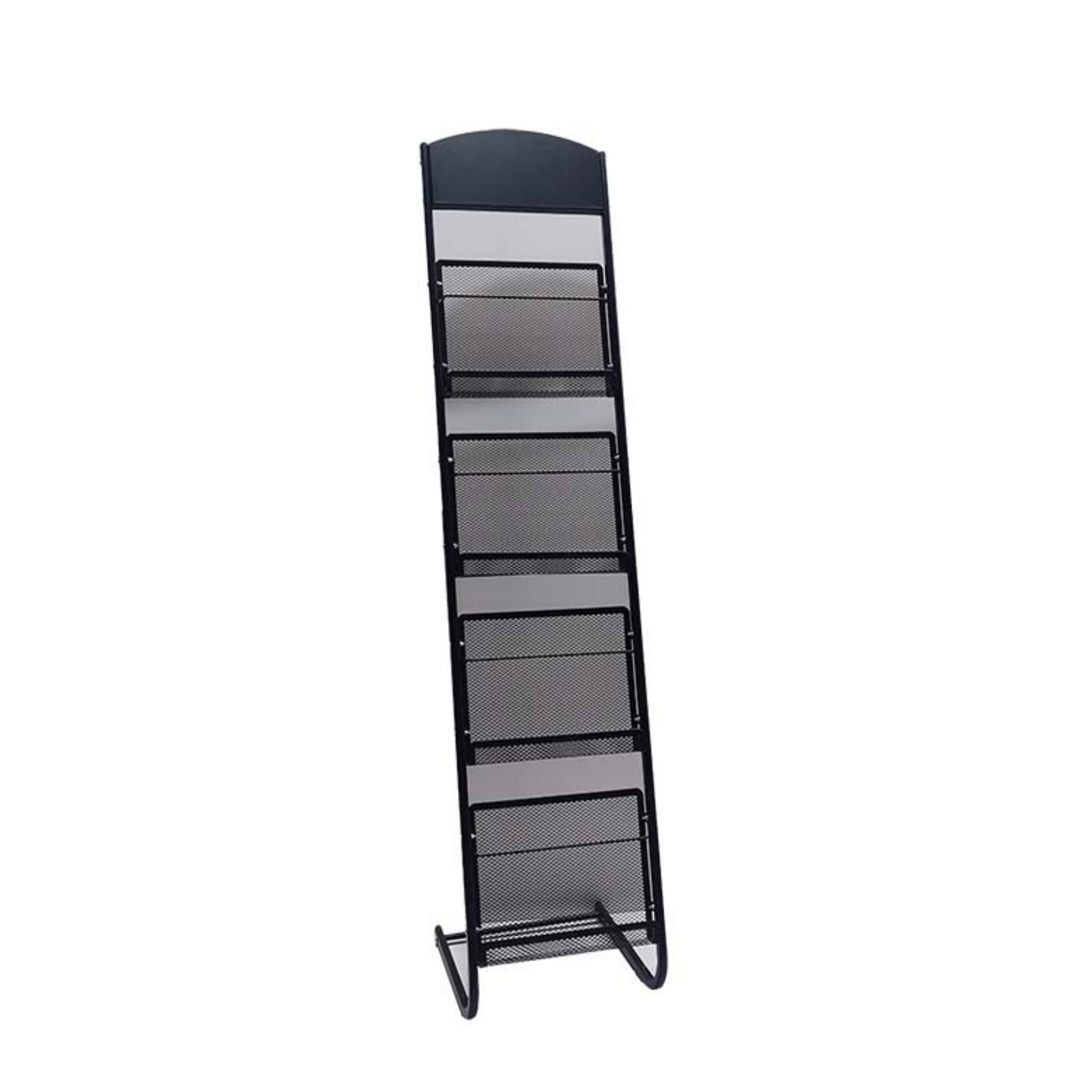 350x1520mm Brochure Literature Display Stand Magazine Rack 4 Pockets, Black