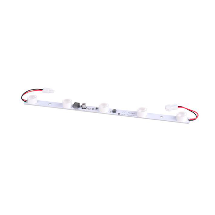 Влагозащищенная LED панель SMD3535 (DC24В, 5 LED, белый свет, 12Вт, 360x23x15мм, алюминиевая пластина + оптич. линзы)