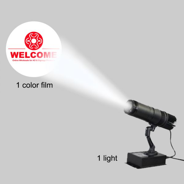 โปรเจ็คเตอร์โกโบ้ LED 10วัตต์ (พร้อมแก้วโกโบ้คงที่ 1 สีกำหนดเอง)---10W Black Desktop or Mountable LED Gobo Projector Advertising Logo Light (with Custom 1 Color Static Glass Gobos)