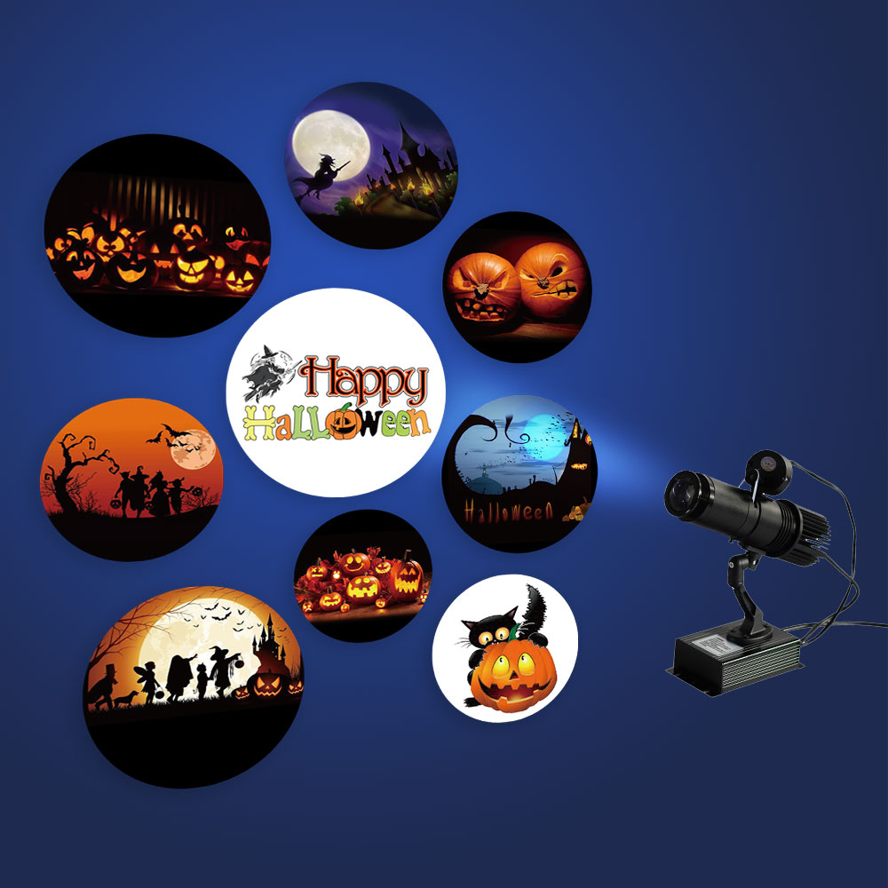 20W Indoor Black Remote Control LED Gobo Projector Advertising Logo Light (with Rotating Glass Gobos) for Christmas