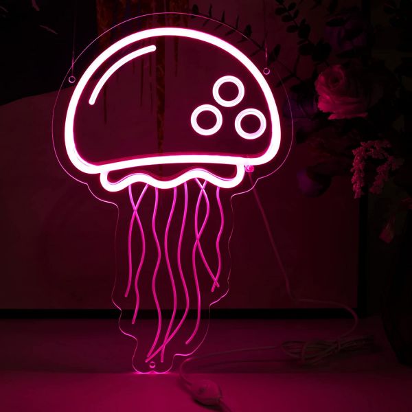 CALCA Jellyfish Neon Sign Personalized Led Neon Signs for Bedroom Wall Sign USB 5VDC Size- 12.8X8.3inches