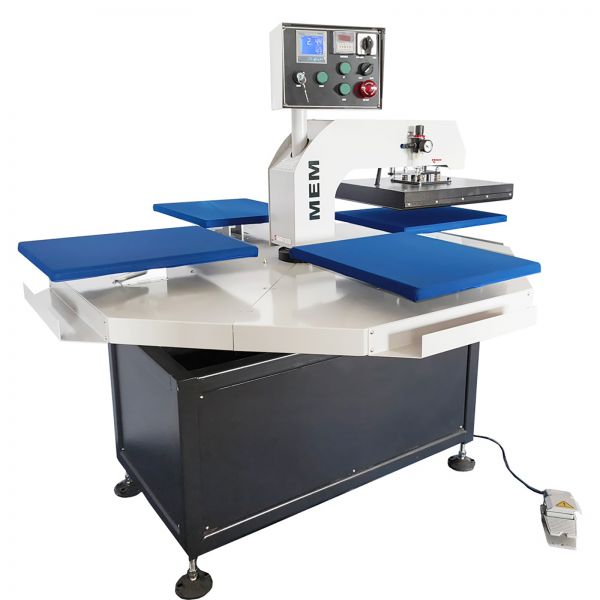 MEM 220V 3KW 13.6A 16in x 20in Automatic Pneumatic 1 Head 4 Station High Speed Carousel Heat Transfer Machine
