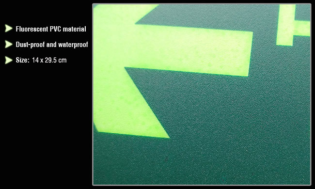 Waterproof Emergency Straight Arrow Glow in the Dark Exit Stickers Decal 5.5