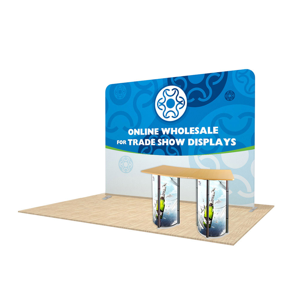 10ft Straight Portable Fabric Tension Exhibition Display with Custom Graphic
