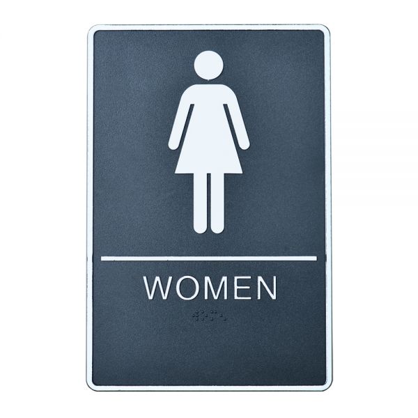 ป้ายสัญลักษณ์ ห้องน้ำหญิง พร้อมอักษรเบรลล์ , วัสดุ ABS ใหม่ล่าสุด---Female, Toilet, Restroom Signs With Braille, ABS New Material