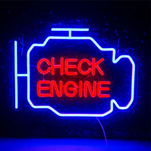 Check Engine Light Neon Sign, Check Engine Neon Sign, Man Cave Neon Sign, Garage Neon Sign, Size- 15.7 X 11.8 inches