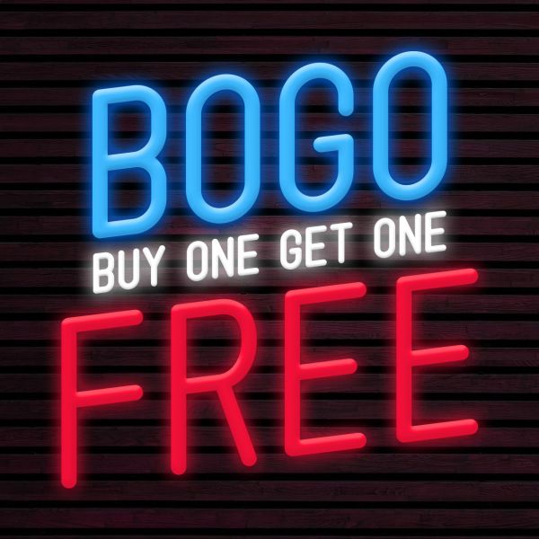 CALCA BOGO Blue+White+Red Neon Sign Size-19.7X19.7 Inches