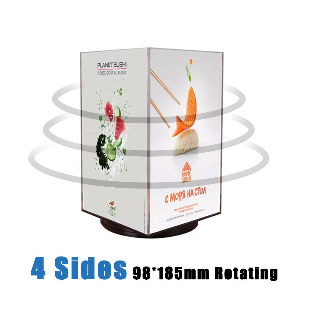 98*185 Rotating 4-Side Table Sign Clear Advertising Acrylic Sign Table Menu Display Holder
