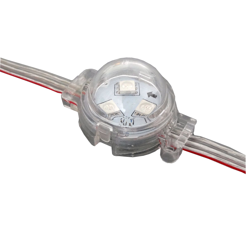 Одноцветный точечный LED модуль в прозрачном выпуклом корпусе (SMD 5050; Φ30; постоянное напряжение 12В)