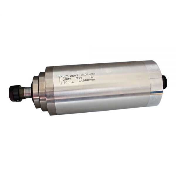 แกนหมุนมอเตอร์น้ำหล่อเย็น, 3 KW 2400rpm, 380 โวลต์,เส้นผ่านศูนย์กลาง 100x220มม --- 3KW 24000rpm Water Cooled Spindle Motor for CNC Engraving Milling & Grinding, 380V, Dia. 100 x 220mm