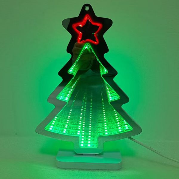 Christmas tree Desktop Lamp Mirror Tunnel Light, LED Night Light 3D Mirror Light (Double Sided)USB 5VDC